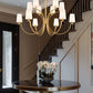 Z-Lite Cordelia 48" 12-Light Candelabra White Fabric Shade Modern Gold Steel Frame Chandelier