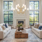 Z-Lite Cordelia 48" 12-Light Candelabra White Fabric Shade Modern Gold Steel Frame Chandelier