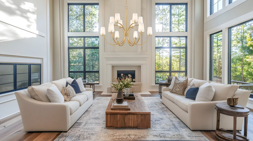 Z-Lite Cordelia 48" 12-Light Candelabra White Fabric Shade Modern Gold Steel Frame Chandelier