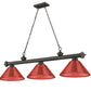 Z-Lite Cordon 14" 3-Light Bronze Steel Frame Burgundy Acrylic Shade Billiard Light