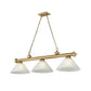 Z-Lite Cordon 14" 3-Light Rubbed Brass Steel Billiard Island Light With White Linen Glass Shade