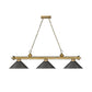 Z-Lite Cordon 15" 3-Light Rubbed Brass Steel Billiard Island Light With Bronze Steel Shade