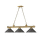 Z-Lite Cordon 15" 3-Light Rubbed Brass Steel Billiard Island Light With Bronze Steel Shade