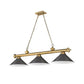 Z-Lite Cordon 15" 3-Light Rubbed Brass Steel Billiard Island Light With Bronze Steel Shade