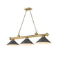 Z-Lite Cordon 15" 3-Light Rubbed Brass Steel Billiard Island Light With Bronze Steel Shade