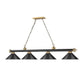 Z-Lite Cordon 15" 4-Light Matte Black and Rubbed Brass Billiard Island Light With Matte Black Steel Shade