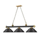 Z-Lite Cordon 16" 3-Light Matte Black and Rubbed Brass Billiard Island Light With Matte Black Steel Shade