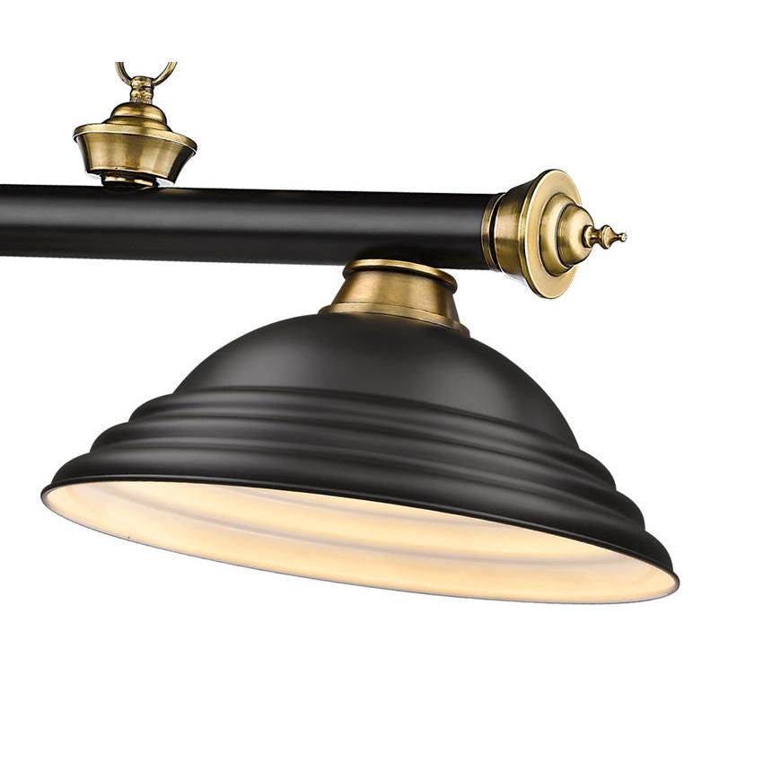 Z-Lite Cordon 16" 3-Light Matte Black and Rubbed Brass Billiard Island Light With Matte Black Steel Shade