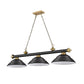 Z-Lite Cordon 16" 3-Light Matte Black and Rubbed Brass Billiard Island Light With Matte Black Steel Shade