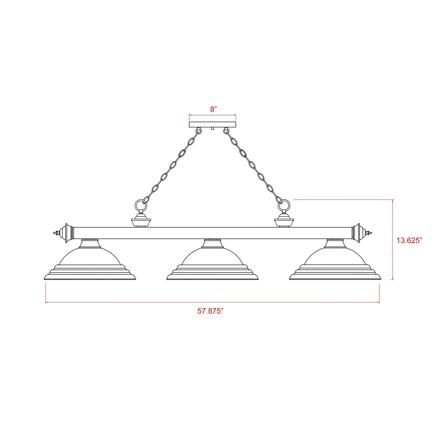 Z-Lite Cordon 16" 3-Light Matte Black and Rubbed Brass Billiard Island Light With Matte Black Steel Shade