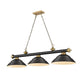 Z-Lite Cordon 16" 3-Light Matte Black and Rubbed Brass Billiard Island Light With Matte Black Steel Shade
