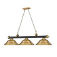 Z-Lite Cordon 16" 3-Light Matte Black and Rubbed Brass Billiard Island Light With Rubbed Brass Steel Shade