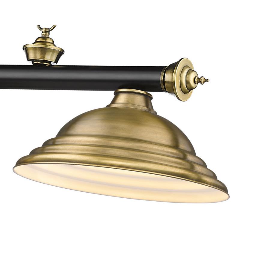 Z-Lite Cordon 16" 3-Light Matte Black and Rubbed Brass Billiard Island Light With Rubbed Brass Steel Shade