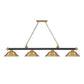 Z-Lite Cordon 16" 4-Light Matte Black and Rubbed Brass Billiard Island Light With Rubbed Brass Steel Shade