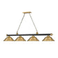 Z-Lite Cordon 16" 4-Light Matte Black and Rubbed Brass Billiard Island Light With Rubbed Brass Steel Shade