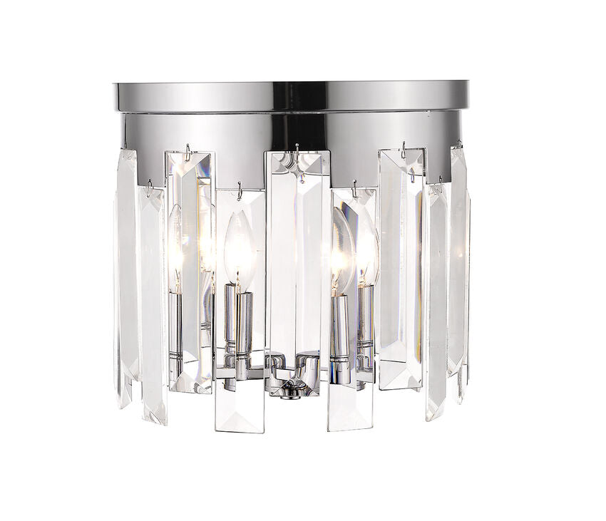 Z-Lite Cormac 12" 3-Light Chrome Flush Mount Lighting With Clear Crystal Shade