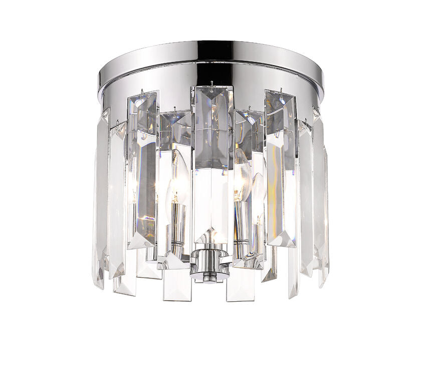 Z-Lite Cormac 12" 3-Light Chrome Flush Mount Lighting With Clear Crystal Shade