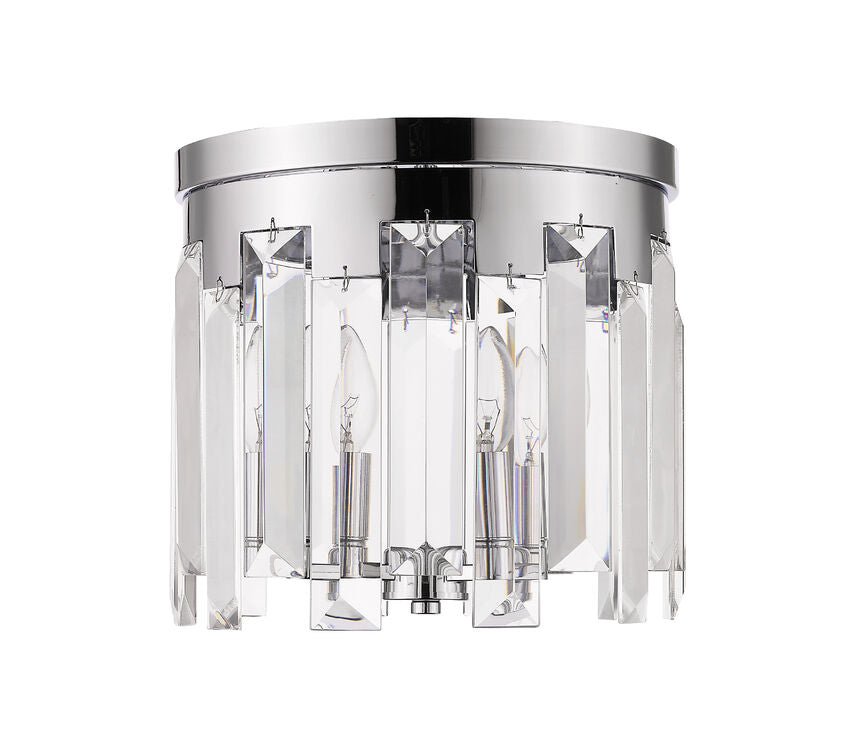 Z-Lite Cormac 12" 3-Light Chrome Flush Mount Lighting With Clear Crystal Shade