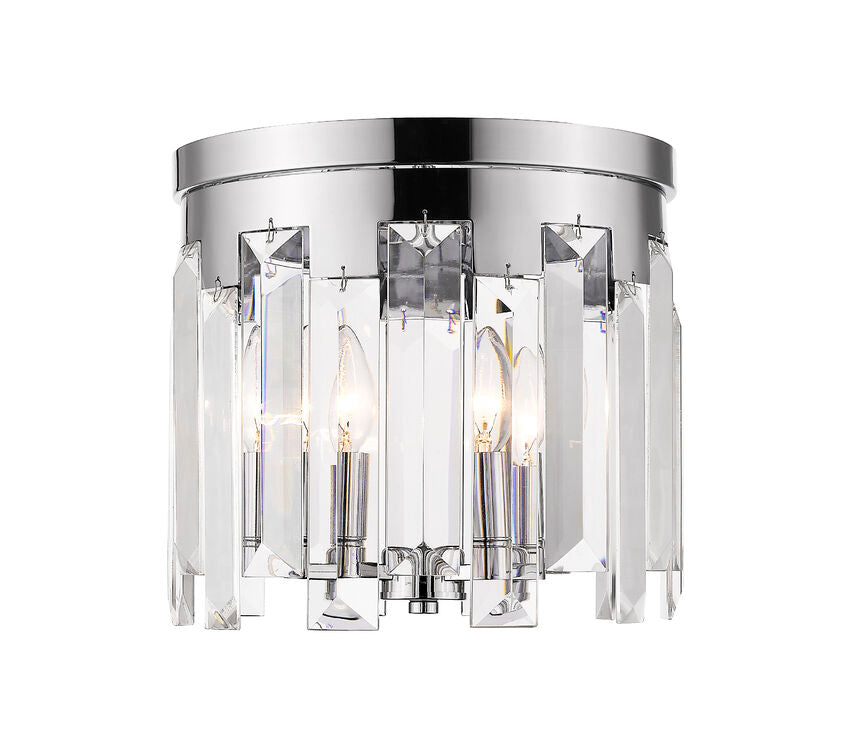 Z-Lite Cormac 12" 3-Light Chrome Flush Mount Lighting With Clear Crystal Shade