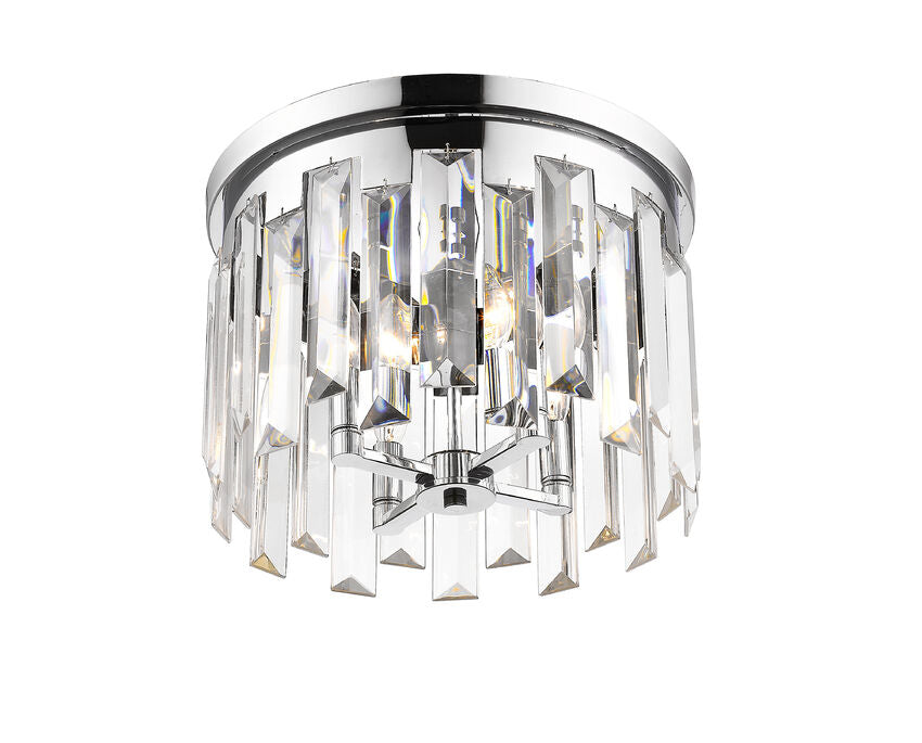 Z-Lite Cormac 16" 4-Light Chrome Flush Mount Lighting With Clear Crystal Shade