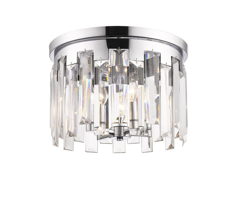 Z-Lite Cormac 16" 4-Light Chrome Flush Mount Lighting With Clear Crystal Shade