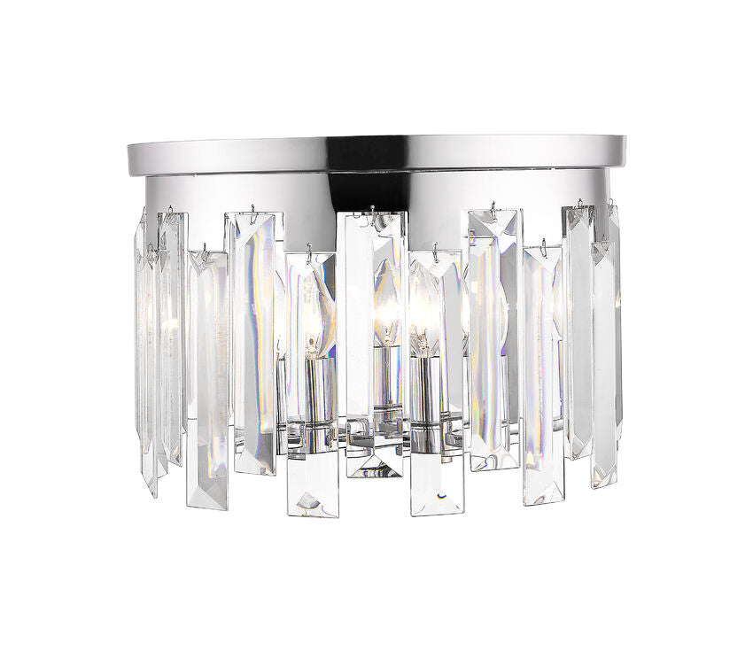 Z-Lite Cormac 16" 4-Light Chrome Flush Mount Lighting With Clear Crystal Shade