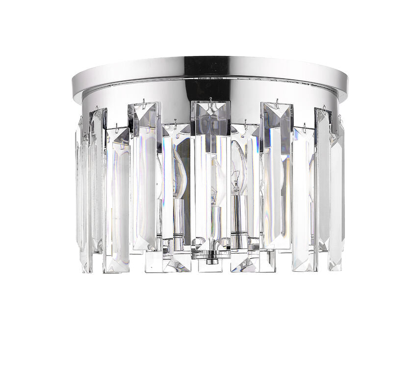 Z-Lite Cormac 16" 4-Light Chrome Flush Mount Lighting With Clear Crystal Shade