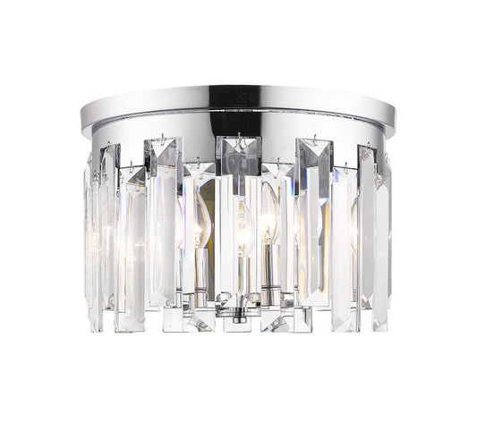 Z-Lite Cormac 16" 4-Light Chrome Flush Mount Lighting With Clear Crystal Shade