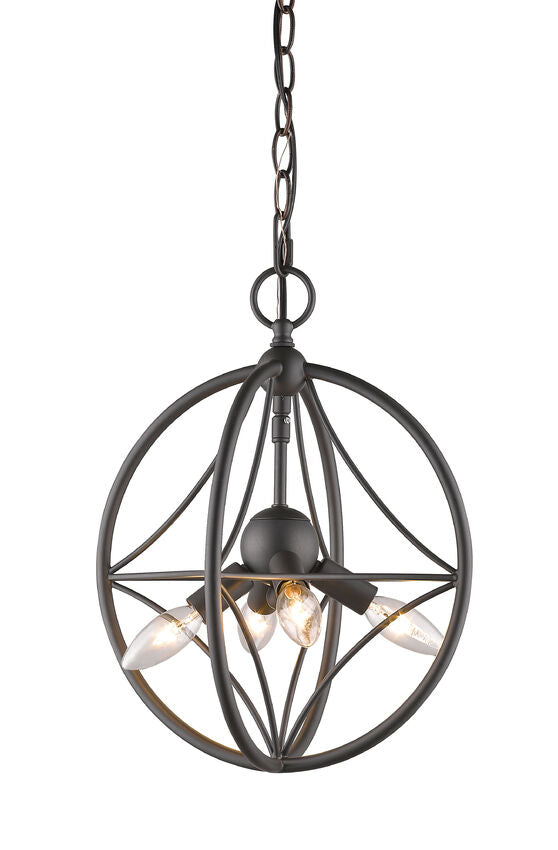 Z-Lite Cortez 12" 4-Light Bronze Steel Pendant Light