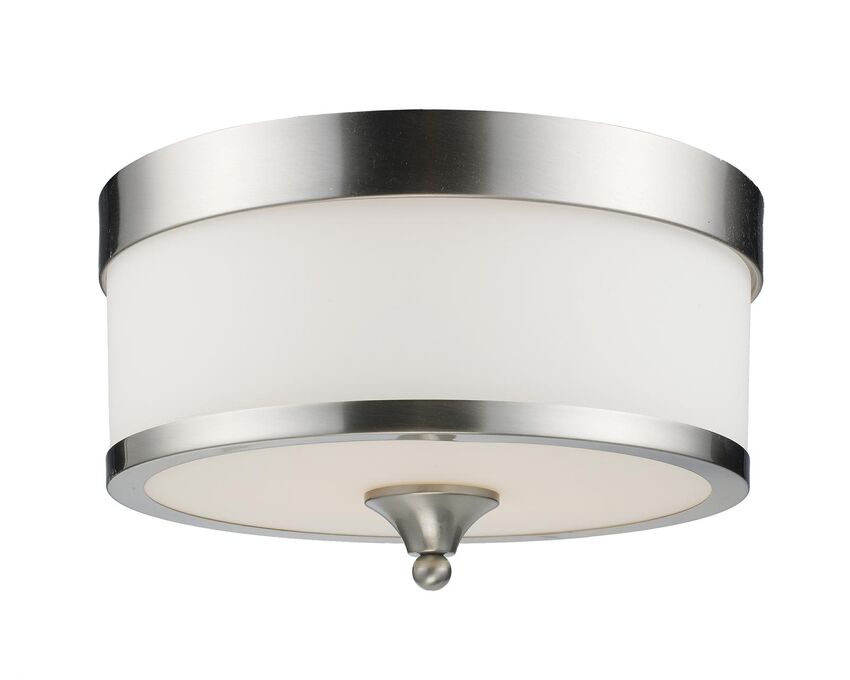 Z-Lite Cosmopolitan 13" 3-Light Brushed Nickel Flush Mount Lighting With Matte Opal Glass Shade