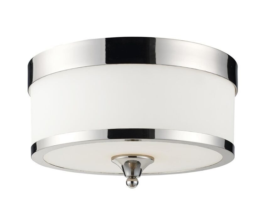 Z-Lite Cosmopolitan 13" 3-Light Chrome Flush Mount Lighting With Matte Opal Glass Shade