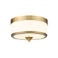 Z-Lite Cosmopolitan 14" 3-Light Heritage Brass Flush Mount Lighting With Etched White Glass Shade