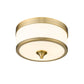 Z-Lite Cosmopolitan 14" 3-Light Heritage Brass Flush Mount Lighting With Etched White Glass Shade