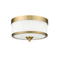Z-Lite Cosmopolitan 14" 3-Light Heritage Brass Flush Mount Lighting With Etched White Glass Shade