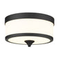 Z-Lite Cosmopolitan 14" 3-Light Matte Black Flush Mount Lighting With Etched White Glass Shade