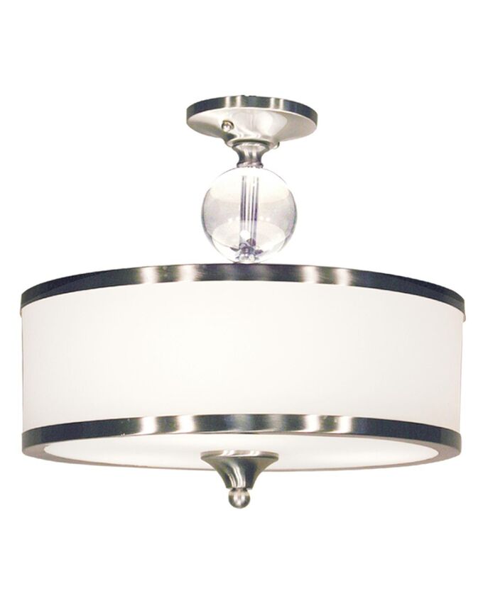 Z-Lite Cosmopolitan 16" 3-Light Brushed Nickel Semi Flush Mount With Matte Opal Glass Shade