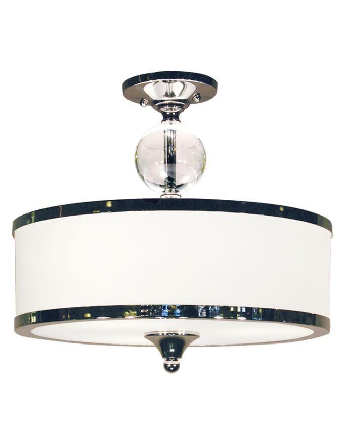 Z-Lite Cosmopolitan 16" 3-Light Chrome Semi Flush Mount With Matte Opal Glass Shade