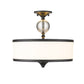 Z-Lite Cosmopolitan 16" 3-Light Matte Black Semi Flush Mount With Etched White Glass Shade