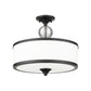 Z-Lite Cosmopolitan 16" 3-Light Matte Black Semi Flush Mount With Etched White Glass Shade