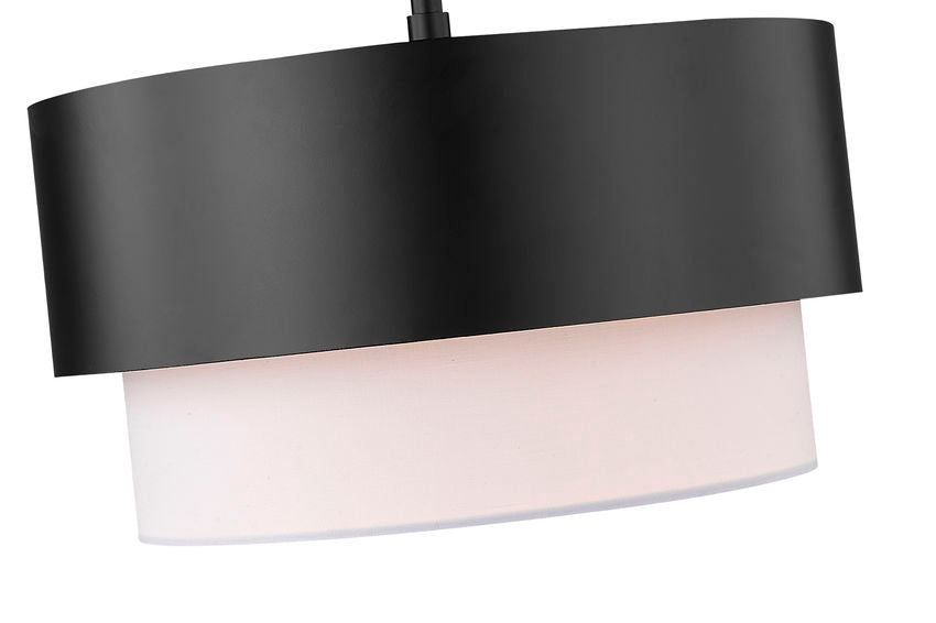 Z-Lite Counterpoint 12" 1-Light Matte Black Steel and White Fabric Pendant Light