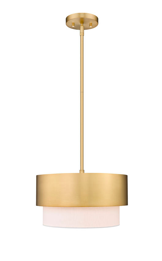 Z-Lite Counterpoint 12" 1-Light Modern Gold Steel and White Fabric Pendant Light