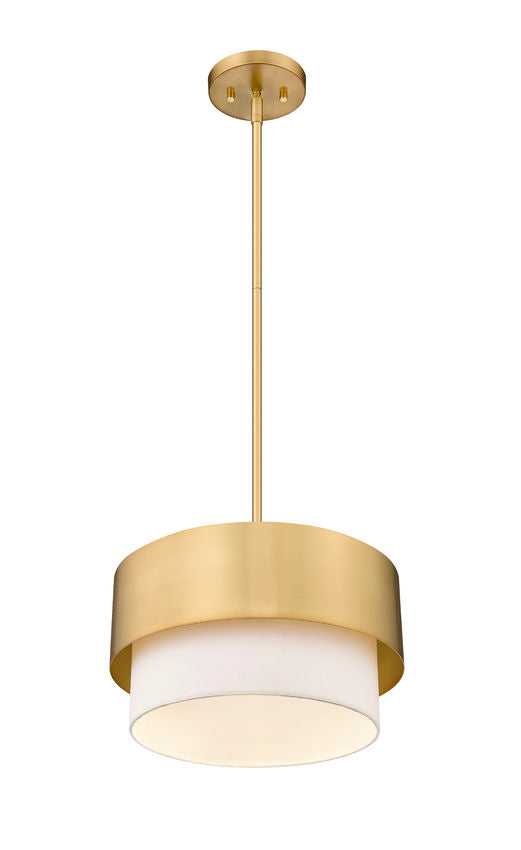 Z-Lite Counterpoint 12" 1-Light Modern Gold Steel and White Fabric Pendant Light