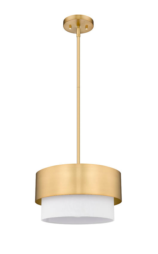 Z-Lite Counterpoint 12" 1-Light Modern Gold Steel and White Fabric Pendant Light