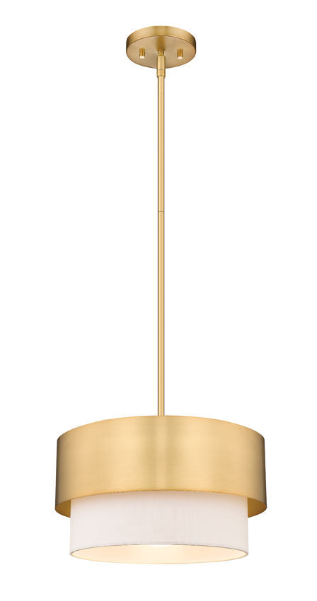 Z-Lite Counterpoint 12" 1-Light Modern Gold Steel and White Fabric Pendant Light
