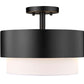 Z-Lite Counterpoint 13" 2-Light Matte Black Steel and White Fabric Semi Flush Mount Light