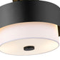 Z-Lite Counterpoint 13" 2-Light Matte Black Steel and White Fabric Semi Flush Mount Light