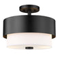 Z-Lite Counterpoint 13" 2-Light Matte Black Steel and White Fabric Semi Flush Mount Light