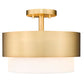 Z-Lite Counterpoint 13" 2-Light Modern Gold Steel and White Fabric Semi Flush Mount Light