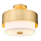 Z-Lite Counterpoint 13" 2-Light Modern Gold Steel and White Fabric Semi Flush Mount Light
