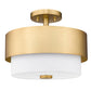 Z-Lite Counterpoint 13" 2-Light Modern Gold Steel and White Fabric Semi Flush Mount Light